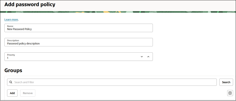 Aggiunta di un criterio password