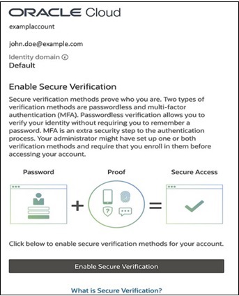 Abilitazione della verifica sicura per la console di Oracle Cloud