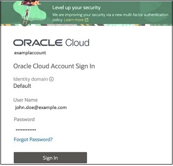 Pagina di connessione ad Application Environment Management