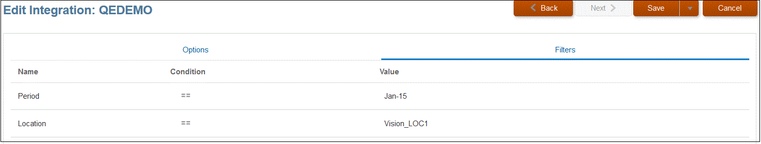 Immagine che mostra la pagina Modifica integrazione.