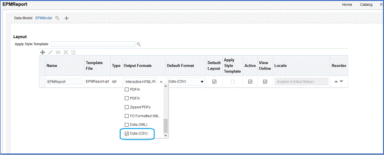 Immagine che mostra il formato Dati (CSV) selezionato.