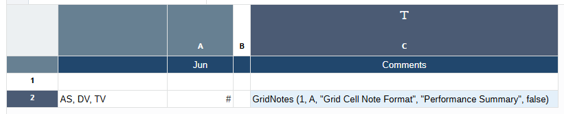Funzioni di testo delle note della griglia