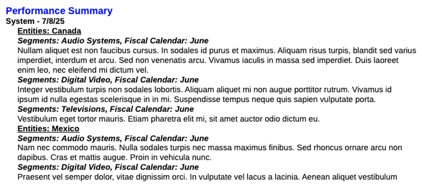 anteprima del report