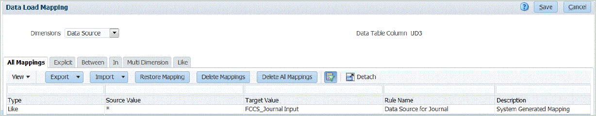 Immagine che illustra la schermata Mapping caricamento dati