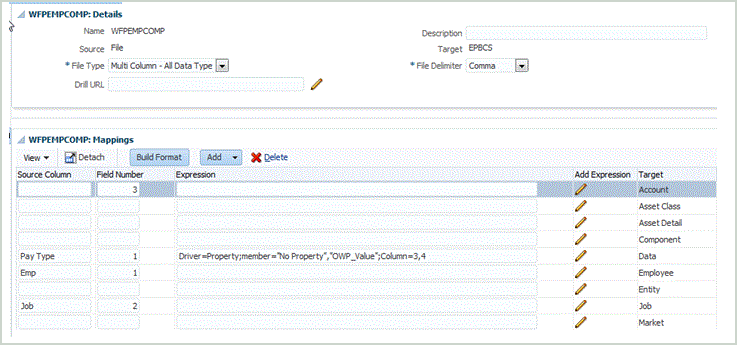 Immagine che mostra la schermata Formato di importazione.