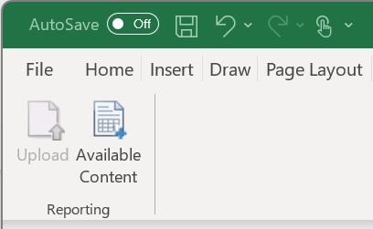 Pulsante Contenuto disponibile nella barra multifunzione di Narrative Reporting