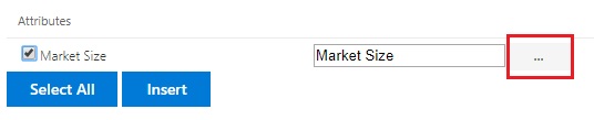 Market Size nella finestra di dialogo Inserisci attributi