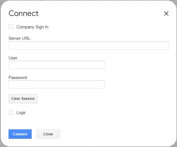 Visualizza la finestra di dialogo Connetti con l'autenticazione di base, ovvero nome utente e password.