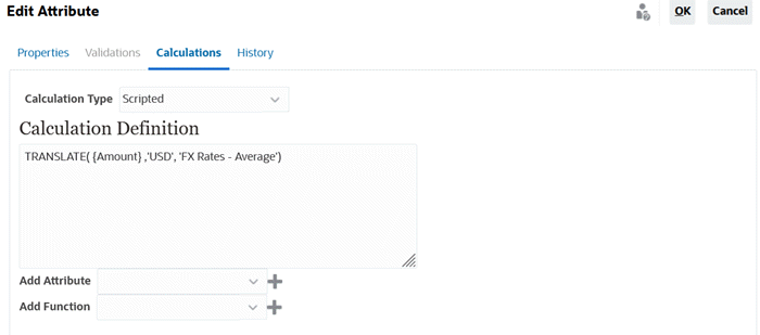 Funzione Traduci per l'attributo calcolato Amount in HQ Currency