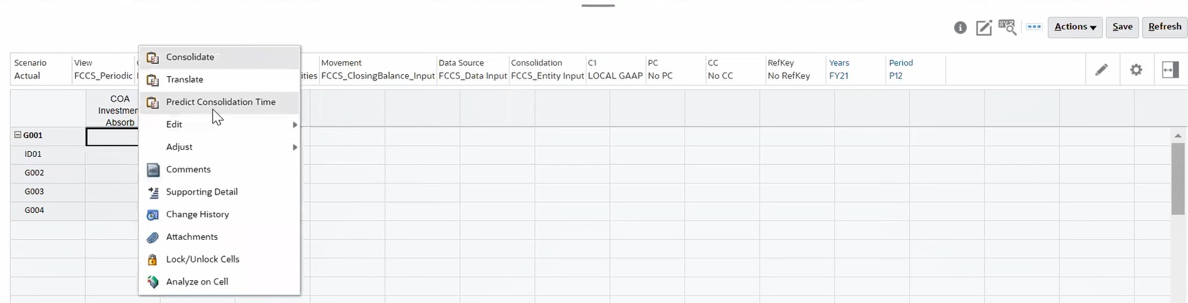 Previsione del tempo di consolidamento dal form