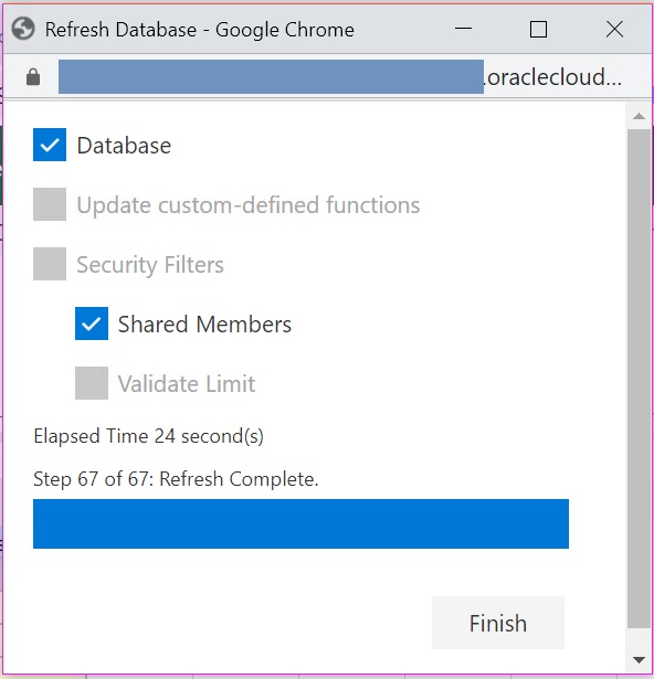 Finestra di dialogo Aggiorna database con le opzioni Database e Membri condivisi selezionate per l'aggiornamento.