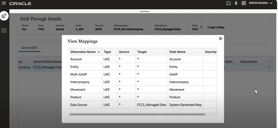 Immagine che mostra la pagina Visualizza mapping.