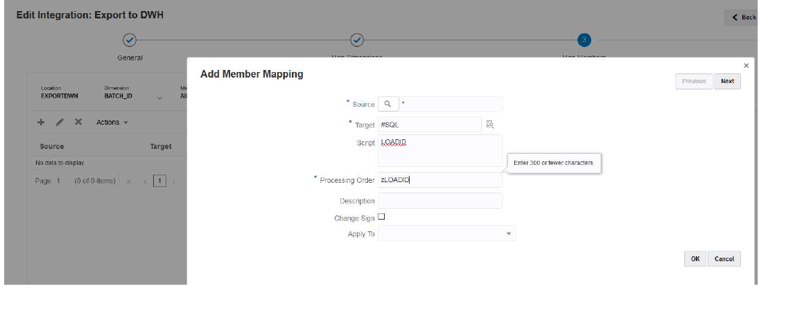 Immagine che mostra il mapping #SQL per BATCH_ID con la colonna LOADID