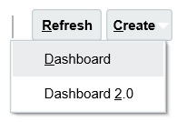 immagine delle opzioni di versione dashboard in Crea