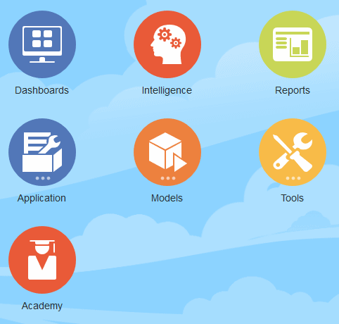 Icone per analisi, applicazione e creazione dell'applicazione e accesso ai dati, come descritto nel testo che segue.