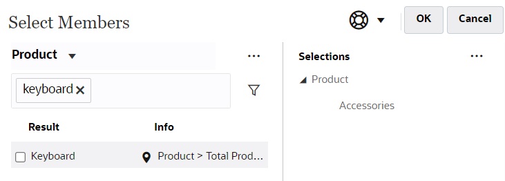 Screenshot che mostra i risultati della ricerca del selettore membri Screenshot che mostra i risultati della ricerca del selettore membri