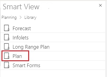 「Plan」が選択されたSmart View パネル