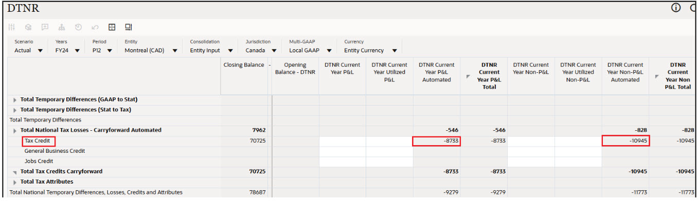 DTNR今年度損益計算書自動およびDTNR今年度非損益計算書自動の値