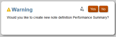 새 노트 정의 생성 확인과 관련된 경고 대화 상자