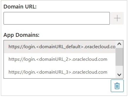 세 개의 로그인 URL(기본 로그인 URL 및 두 개의 추가 로그인 URL)이 나열된 애플리케이션 도메인 필드