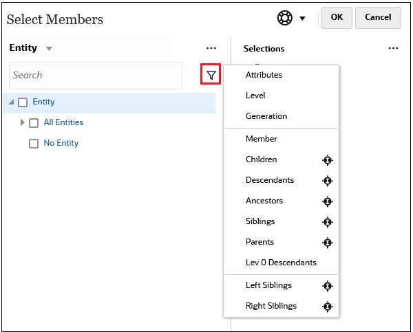 멤버 관계 메뉴