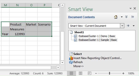 Toont het deelvenster Inhoud document aan de rechterkant, met Sample Basic gemarkeerd, en het Sample Basic-raster gemarkeerd in het werkblad aan de linkerkant.