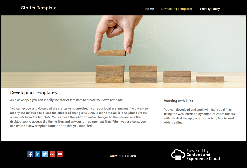 Pré-visualização do site com conteúdo Pré-visualização do site com conteúdo