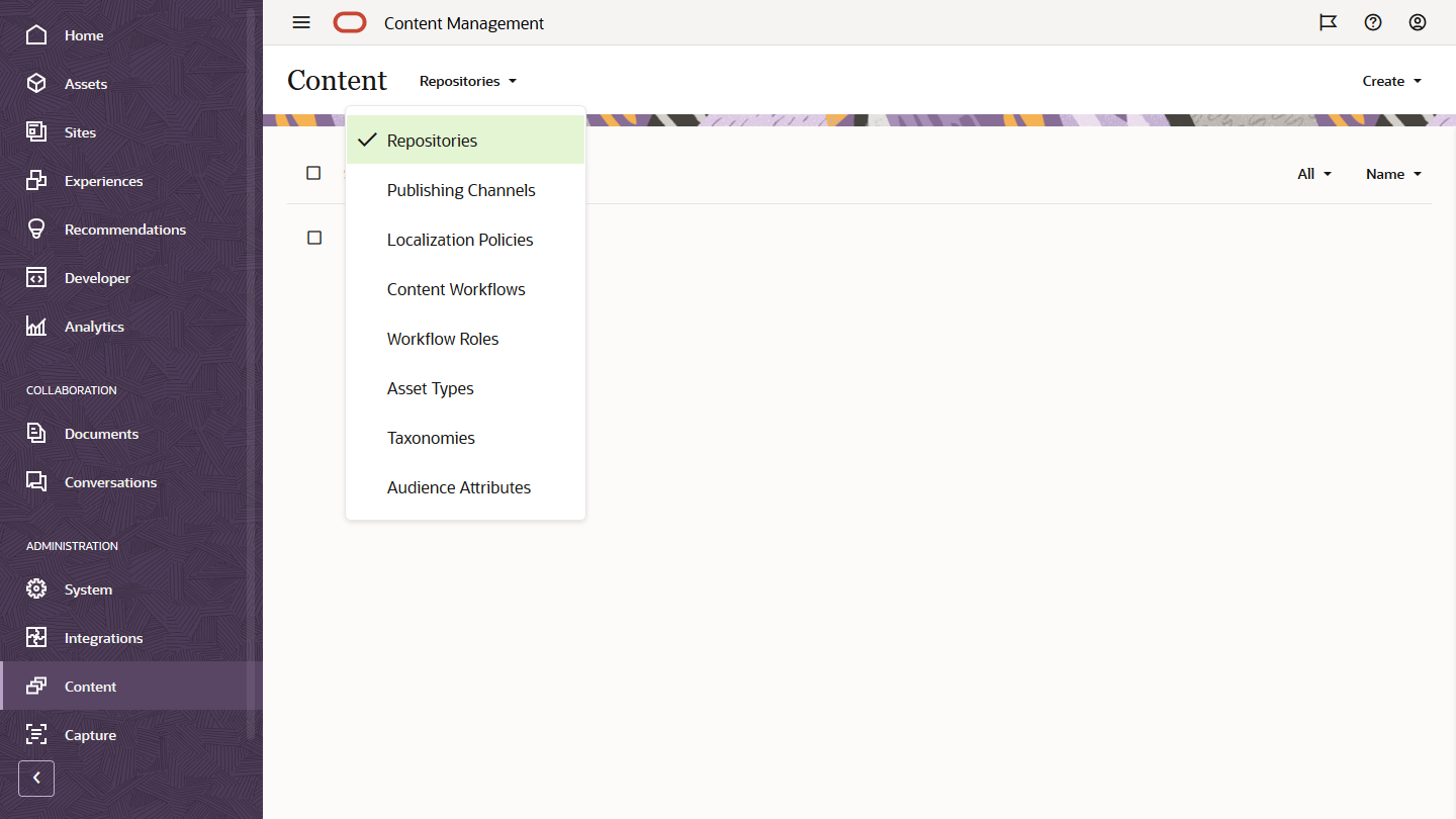 Interface Conteúdo da Administração descrita no texto