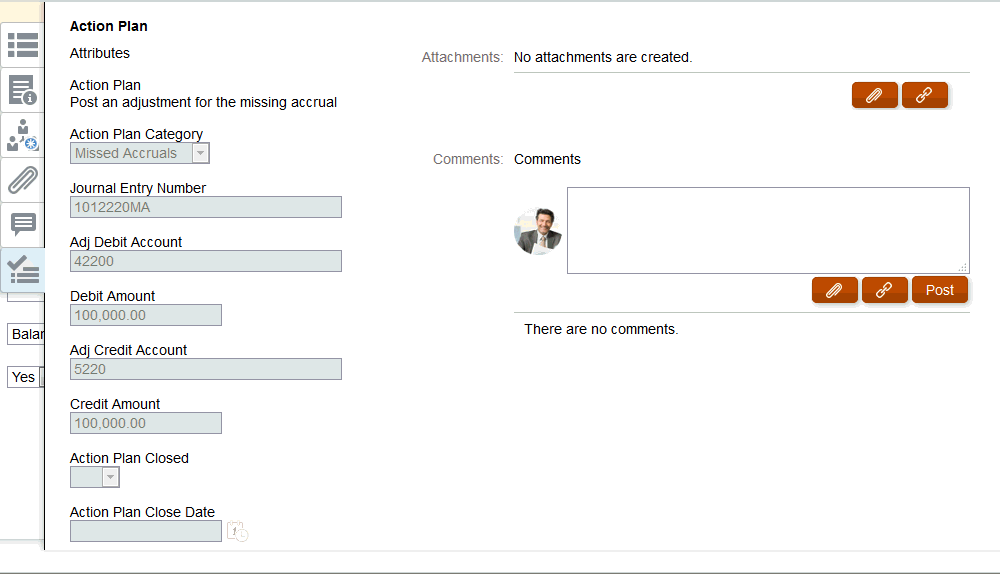 caixa de diálogo plano de ação