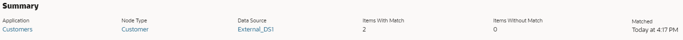 captura de tela do resumo do resultado da correspondência