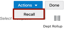 a captura de tela mostra o item de ação Recall