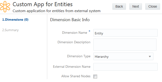 Inserir informações sobre a dimensão