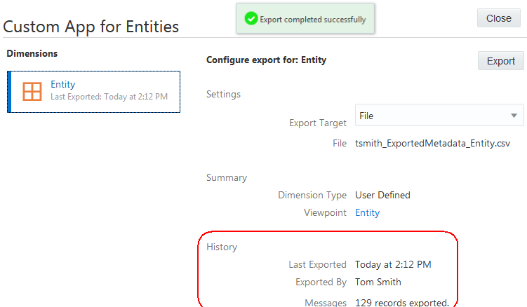 resultados da exportação