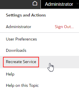 menu recriar serviço