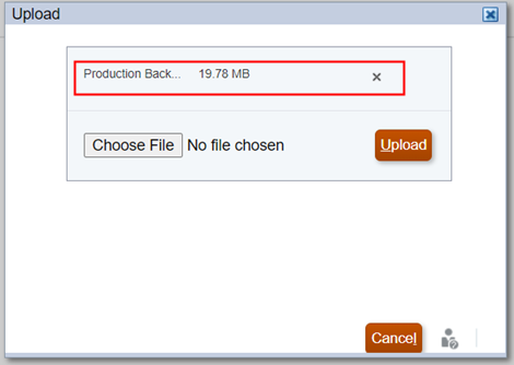 fazer upload de arquivo de backup