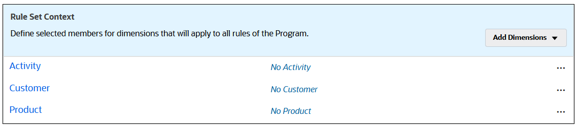 Contexto do Conjunto de Regras com Nenhuma Atividade, Nenhum Cliente, Nenhum Produto