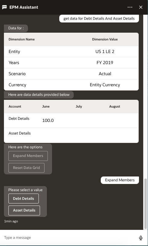 get data for Debt Details And Asset Details
