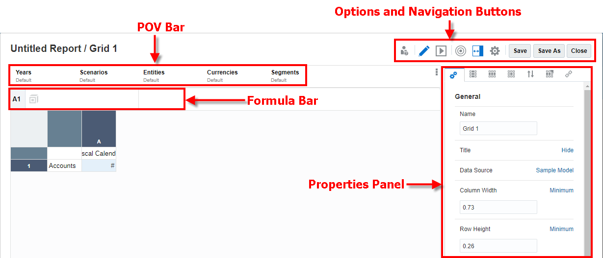 captura de tela mostrando a UI do designer de grades