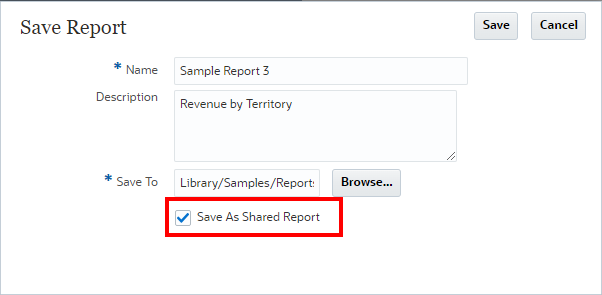 Salvar Como Relatório Compartilhado