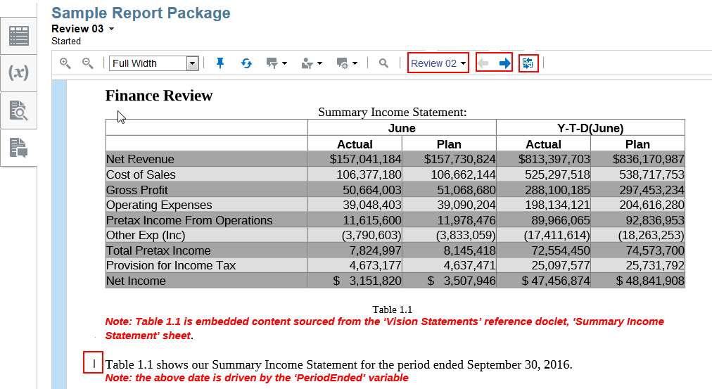 Imagem de uma comparação de revisão.