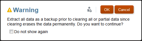 Mensagem de aviso exibida para solicitar o backup dos dados antes de continuar