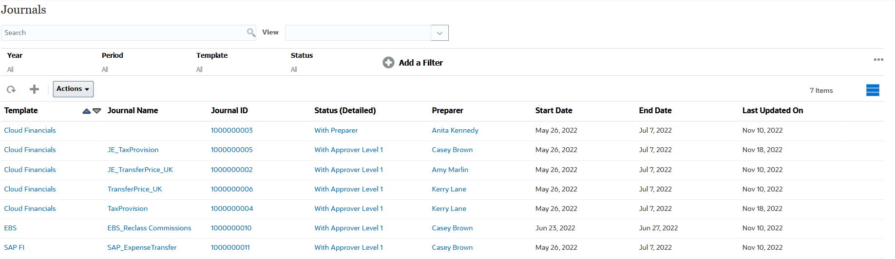 Personalizar exibição de Lista no Enterprise Journals