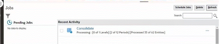 Status de processamento do job da Consolidação