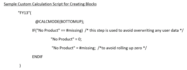 Script de amostra para a criação de blocos