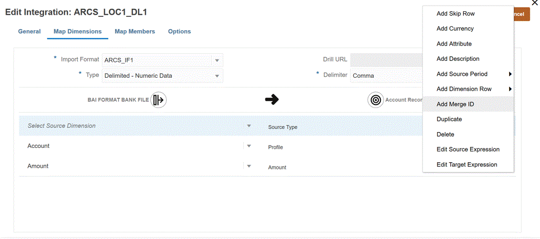 A imagem mostra a página Mapear Dimensões.