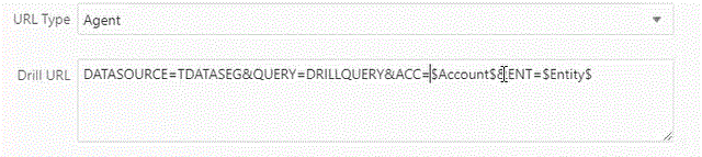 A imagem mostra um exemplo de URL de Drill para um Tipo de Drill de agente.