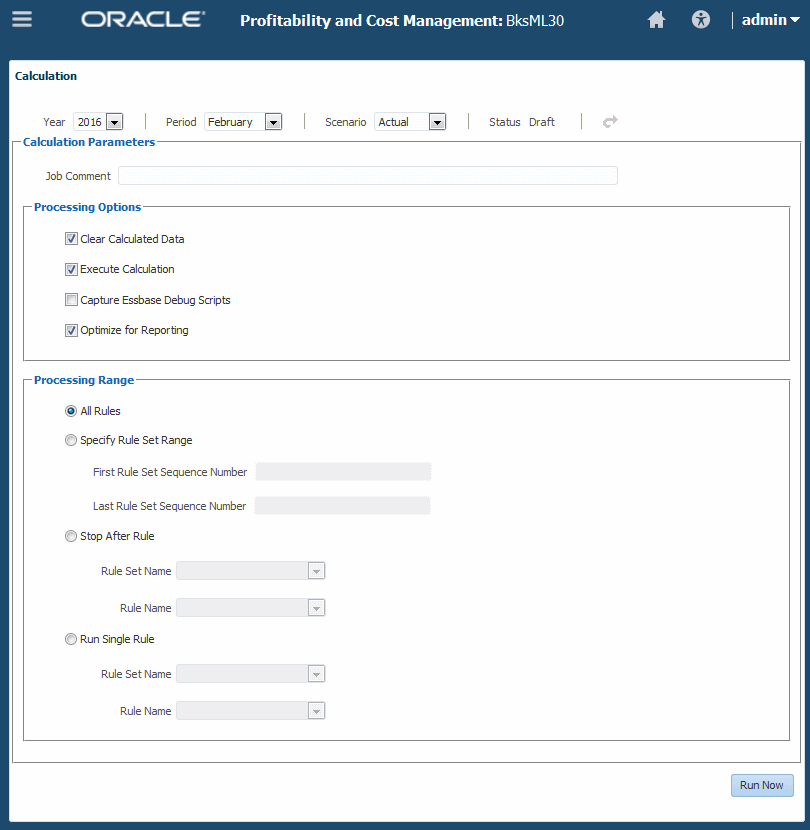 Essa tela é usada para determinar como um aplicativo é calculado.