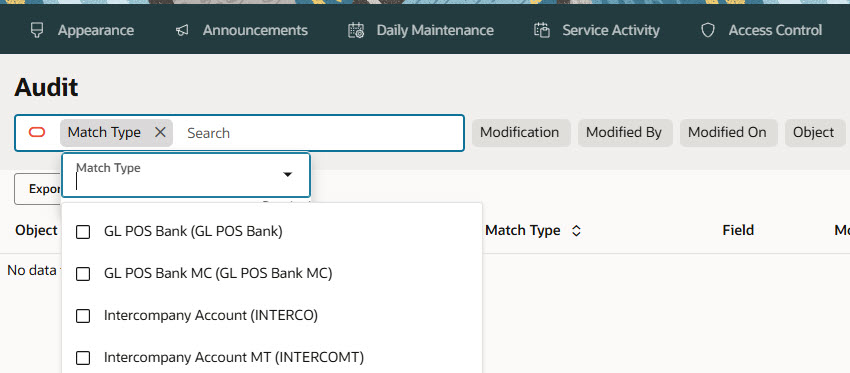 在&ldquo;审核&rdquo;下的&ldquo;事务匹配&rdquo;选项卡中进行筛选