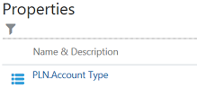 显示“属性”页面中的 PLN.Account Type 名称。