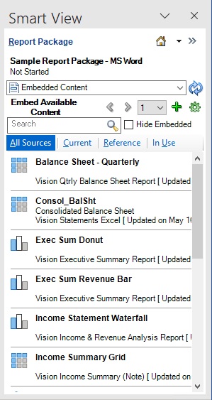 “嵌入的内容”面板 “嵌入的内容”面板